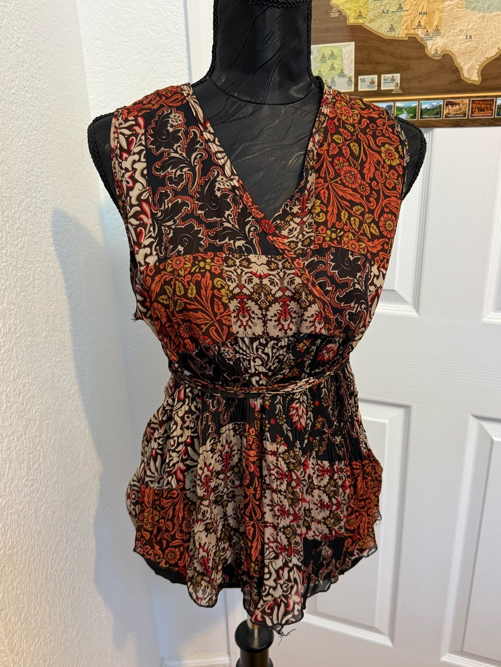 semi see through goddess v-neck tank top w/ tie